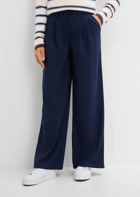 Hose in Wolloptik aus Viskose-Mix in blau von vorne - bonprix