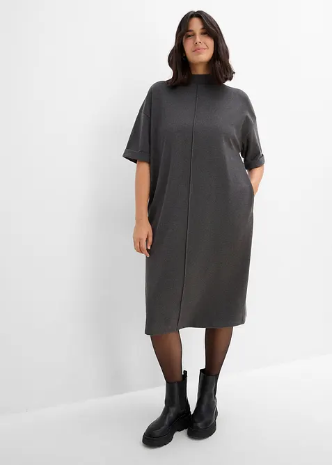 Jerseykleid in grau von vorne (Totalaufnahme) - bonprix