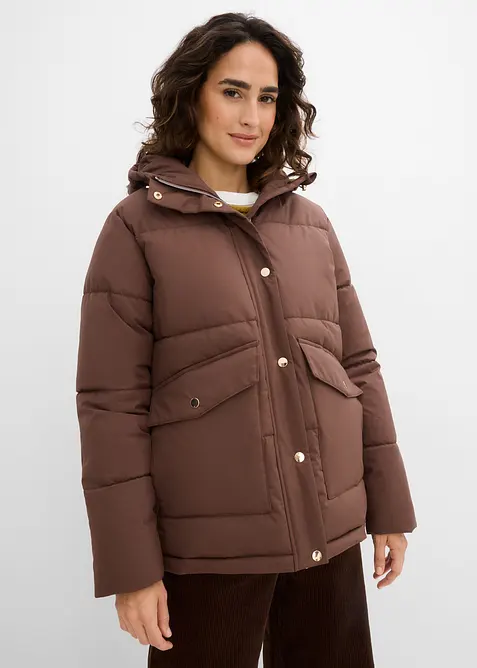 Steppjacke in braun von vorne (im Anschnitt) - bonprix