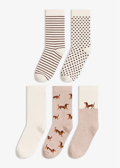 Socken mit Bio-Baumwolle (5er Pack) in weiß von vorne - bonprix