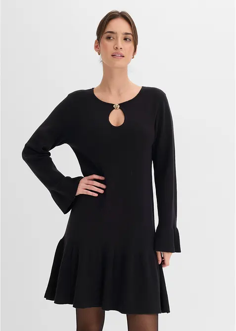 Strickkleid aus Viskose-Mix in schwarz von vorne (Totalaufnahme) - bonprix