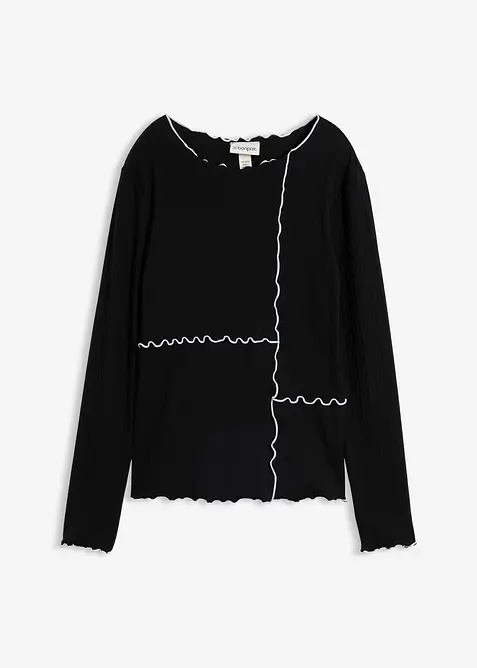 Langarmshirt dekorativen Nähten in schwarz von vorne - bonprix