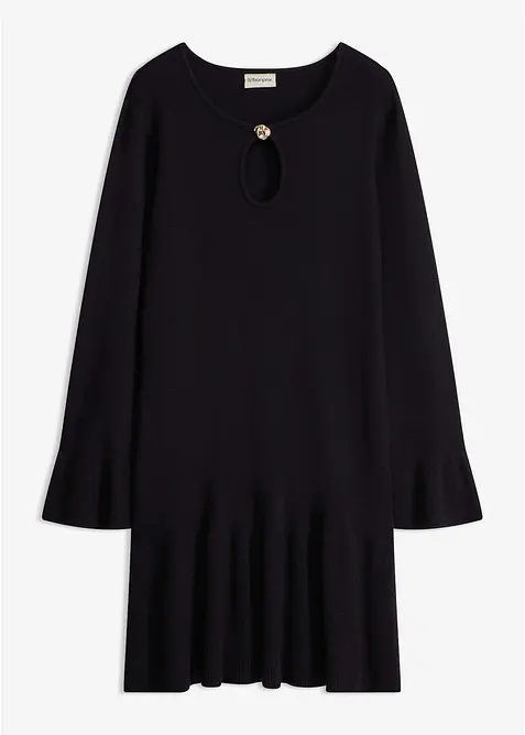 Strickkleid aus Viskose-Mix in schwarz von vorne - bonprix