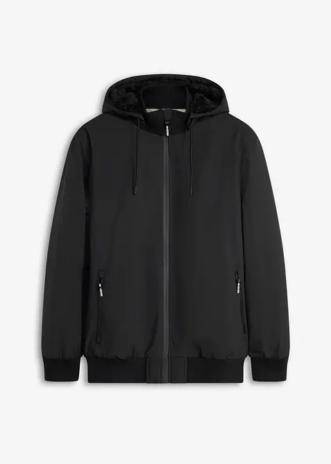Wasserdichter Winter-Blouson mit wärmendem Kuschelfleece in schwarz von vorne - bonprix