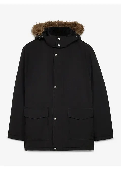 Wasserdichter Funktions-Parka mit abtrennbarer Kapuze in schwarz von vorne - bonprix