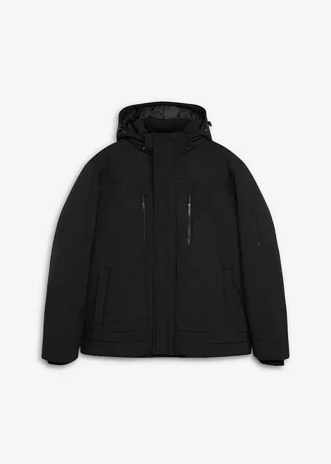 Wasserabweisende Funktions-Jacke mit abnehmbarer Kapuze in schwarz von vorne - bonprix