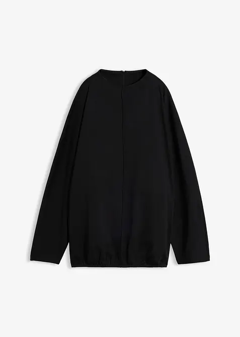 Langarmshirt aus schwerer Bio-Baumwolle in schwarz von vorne - bonprix