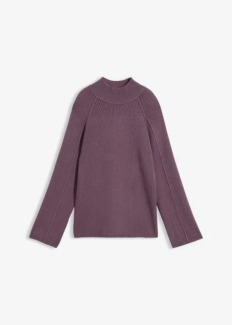 Rollkragenpullover aus Viskose-Mix in lila von vorne - bonprix