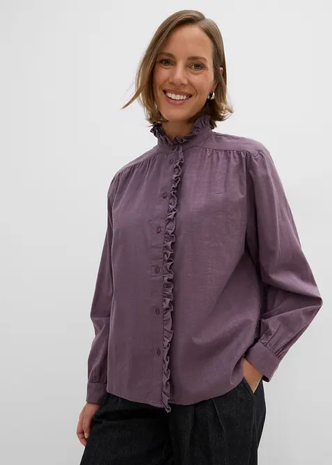 Bluse in lila von vorne (im Anschnitt) - bonprix