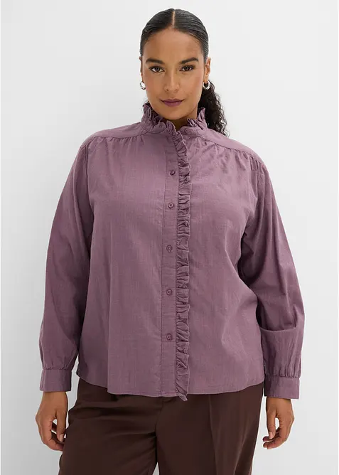 Bluse in lila von vorne (im Anschnitt) - bonprix