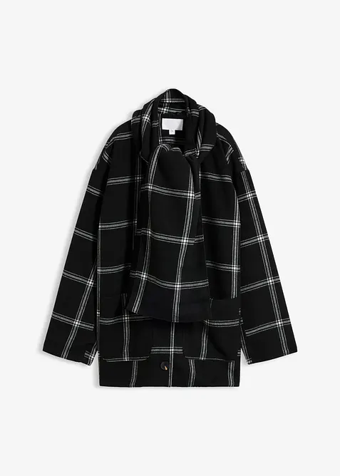 Übergangsjacke mit abnehmbarem Schal in schwarz von vorne - bonprix