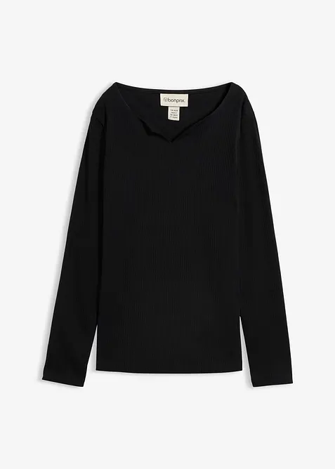 Langarmshirt in schwarz von vorne - bonprix