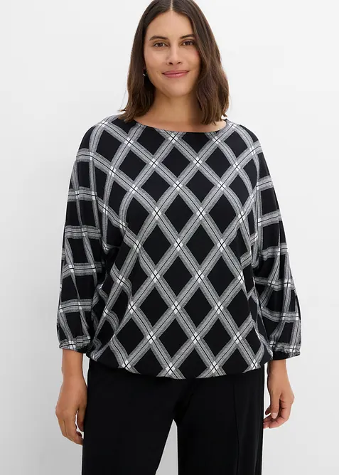 Pullover aus feinem Viskose-Mix in schwarz von vorne (im Anschnitt) - bonprix