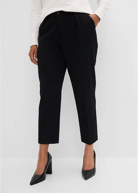 Cropped Hose mit Bügelfalte in schwarz von vorne - bonprix