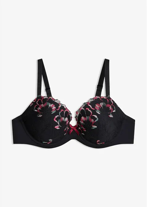 Schalen-BH mit zarter Stickerei in schwarz von vorne - bonprix