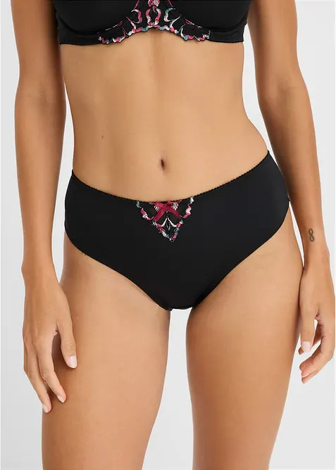 Maxislip mit zarter Stickerei in schwarz von vorne - bonprix
