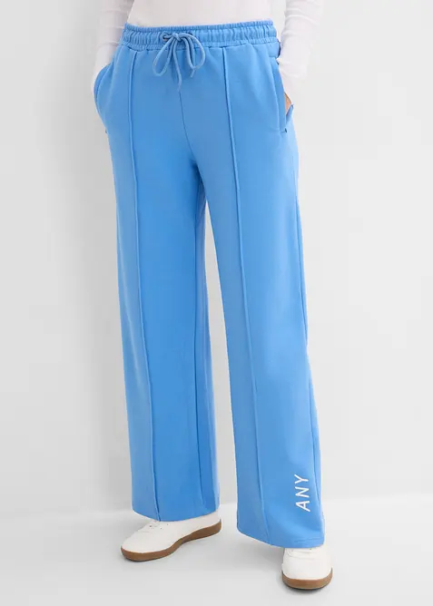 Sweathose aus elastischem Bio-Baumwoll-Mix in blau von vorne - bonprix