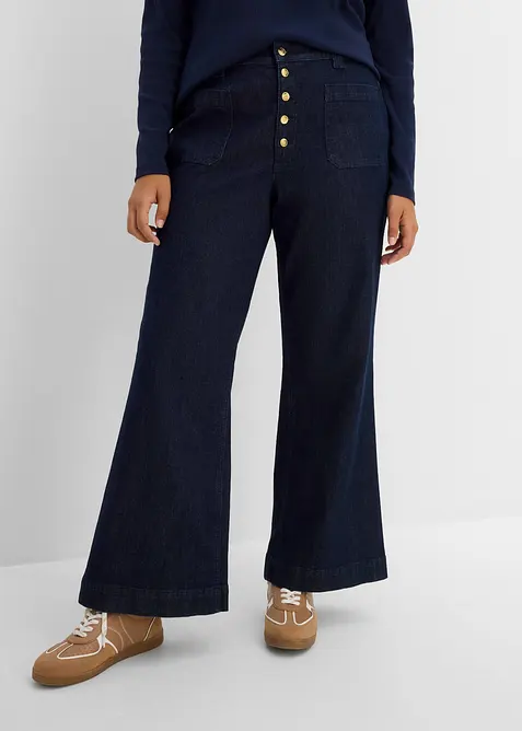 Flared-Jeans High Waist in blau von vorne - bonprix