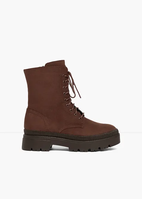 Schnürboots mit Profilsohle in braun - bonprix