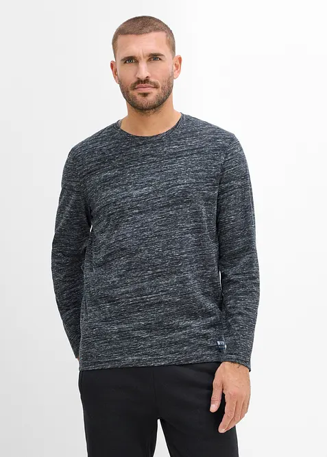 Langarmshirt aus Baumwoll-Mix (3er Pack) in blau von vorne (im Anschnitt) - bonprix