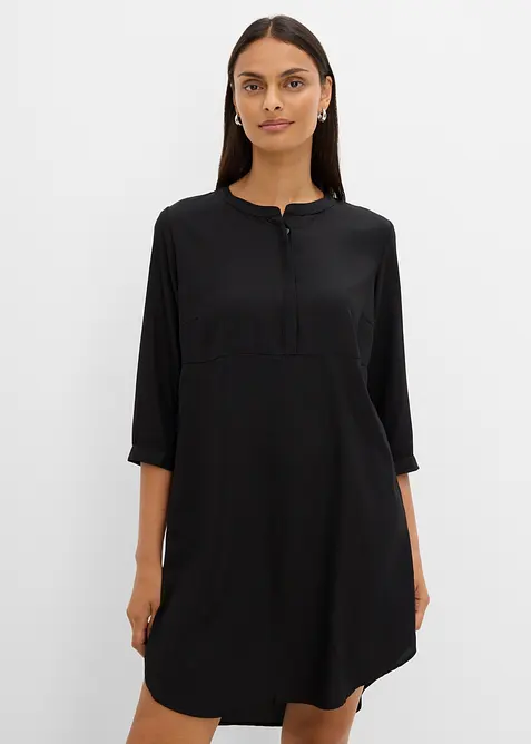 Oversize Blusenkleid in schwarz von vorne (Totalaufnahme) - bonprix