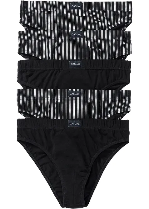 Slip mit Baumwolle (5er Pack) in schwarz von vorne - bonprix