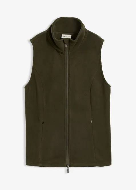 Fleece-Weste mit Taschen in grün von vorne - bonprix