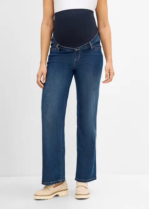 Umstandsjeans mit Bio-Baumwolle, Loose Fit in blau von vorne - bonprix