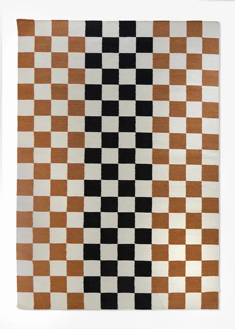 Naturteppich mit karierter Musterung in beige von vorne - bonprix