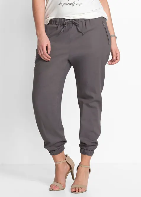 7/8-Hose aus luftigem Leinen-Mix in grau von vorne - bonprix