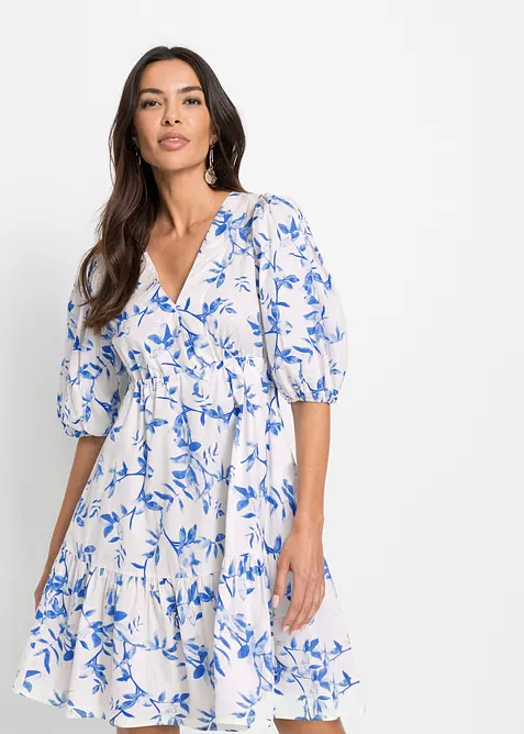 Minikleid aus reiner Baumwolle in weiß von vorne (Totalaufnahme) - bonprix