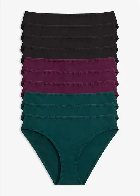 Slip mit weicher Baumwolle (10er Pack) in grün von vorne - bonprix