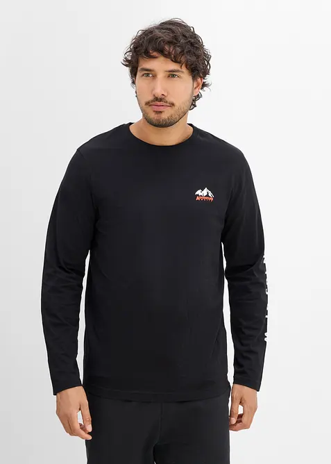 Langarmshirt aus reiner Bio-Baumwolle in schwarz von vorne (im Anschnitt) - bonprix