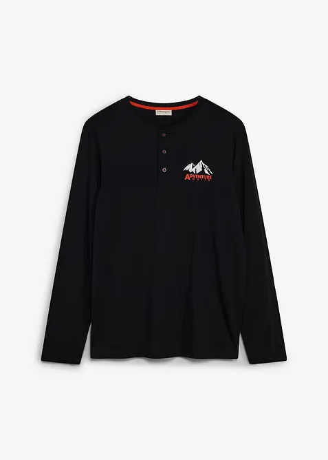 Langarmshirt aus reiner Bio-Baumwolle in schwarz von vorne - bonprix