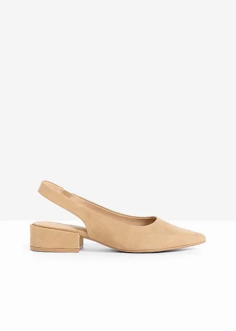 Slingpumps mit flachem Absatz in braun - bonprix