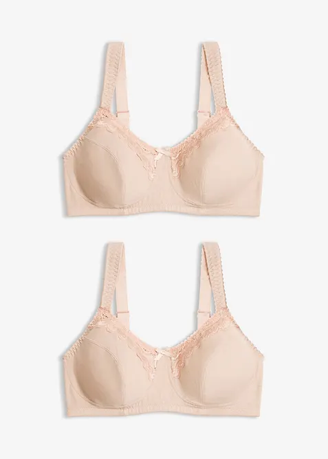 BH ohne Bügel mit Bio-Baumwolle (2er Pack) in beige von vorne - bonprix