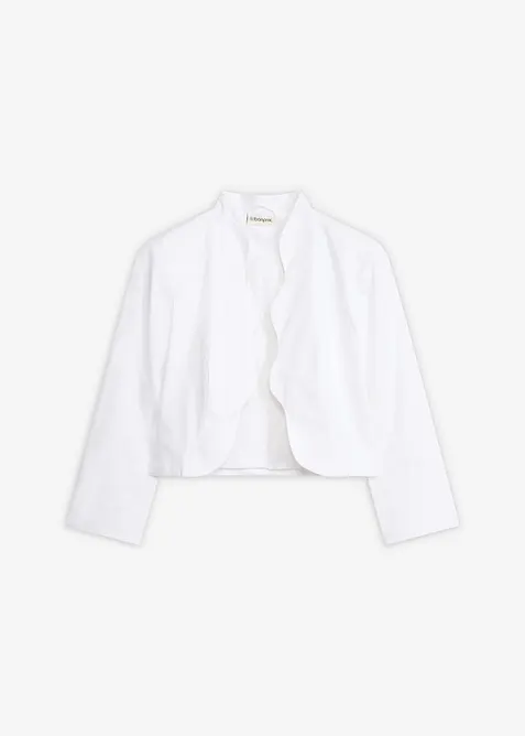Bolero aus feiner Baumwolle in weiß von vorne - bonprix
