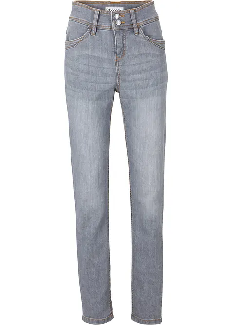 Slim-Fit-Jeans High Waist, Komfort-Stretch in grau von vorne - bonprix