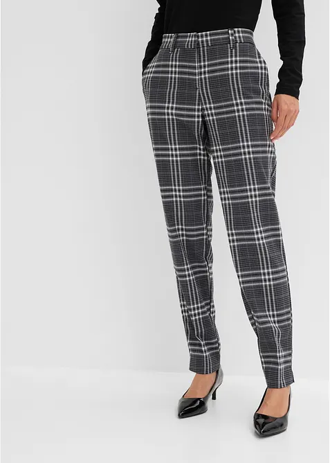 Stretch-Hose mit Karomuster in schwarz von vorne - bonprix