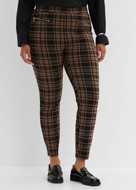 Jersey-Hose aus Jacquard in schwarz von vorne - bonprix