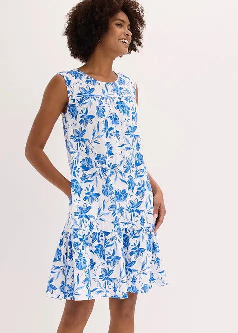 Midikleid aus reiner Baumwolle in weiß von vorne (Totalaufnahme) - bonprix