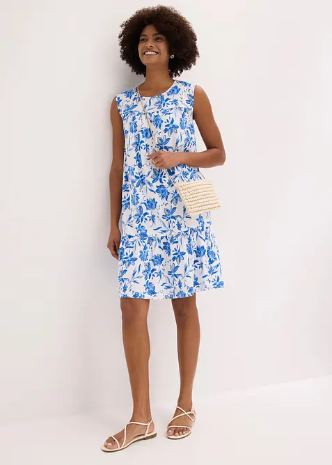 Midikleid aus reiner Baumwolle in weiß im Look von vorne (Totalaufnahme) - bonprix