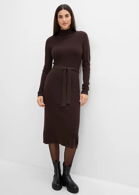 Strickkleid in braun von vorne (Totalaufnahme) - bonprix