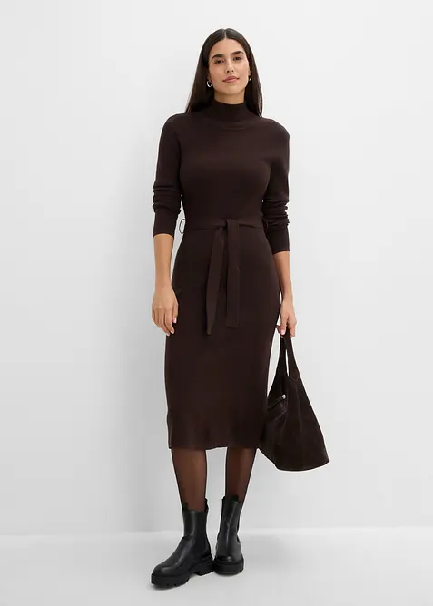 Strickkleid in braun im Look von vorne (Totalaufnahme) - bonprix