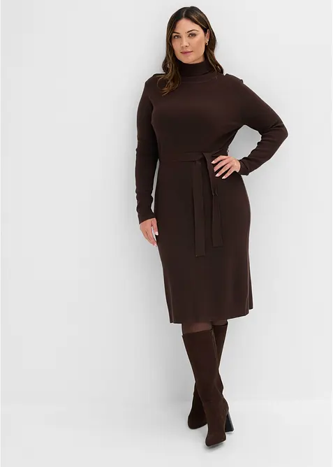 Strickkleid in braun von vorne (Totalaufnahme) - bonprix