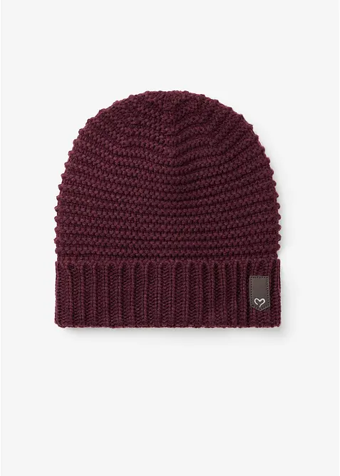 gestrickte Mütze mit Applikation in rot von vorne - bonprix