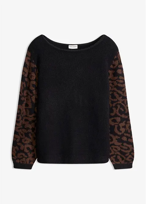 Pullover aus Strukturstrick in schwarz von vorne - bonprix