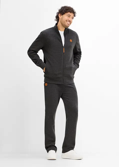 Jogginganzug aus reiner Bio-Baumwolle (2-tlg.Set) in grau von vorne (Totalaufnahme) - bonprix