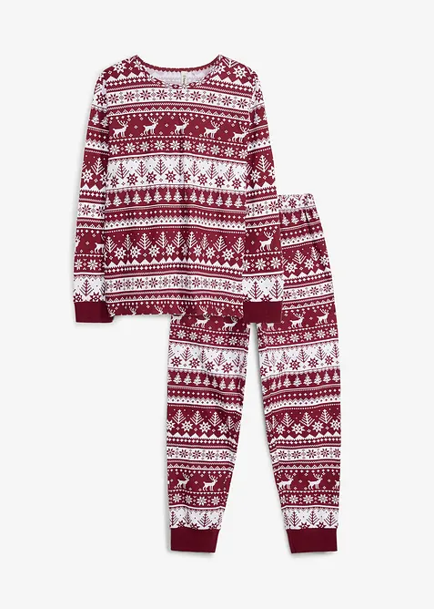 Kinder Pyjama aus reiner Bio-Baumwolle (2-tlg. Set) in rot von vorne - bonprix
