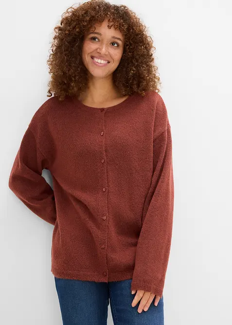 Feinstrickjacke in braun von vorne (im Anschnitt) - bonprix